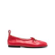 Rode Front Tie Vierkante Neus Schoenen Alohas , Red , Dames