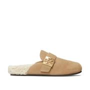 Beige Shearling Slip-On Sandalen Tory Burch , Beige , Dames