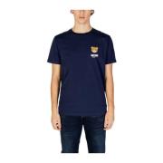 Blauw Katoenen Crew Neck T-Shirt Moschino , Blue , Heren