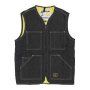 Zwarte Denim Mouwloze Vest Jas CAT , Black , Heren