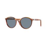 Elegante Pantoscopische Zonnebril met Blauwe Lenzen Persol , Brown , U...