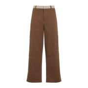 Bruine Katoenen Broek Stijlvol Off White , Brown , Heren