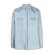 Blauwe Denim Overhemd voor Mannen Giuliva Heritage , Blue , Heren