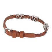 VLogo Signature Leren Armband Valentino Garavani , Brown , Heren