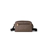 Nylon Camera Case met Leren Details Borbonese , Brown , Dames