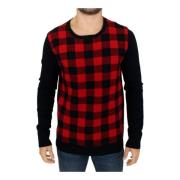 Camo Plaid Wol Trui Costume National , Red , Heren