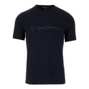 Logo Print Viscose Jersey T-shirt Giorgio Armani , Black , Heren