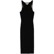 Geribbelde Midi Jurk Zwart Mouwloos Michael Kors , Black , Dames