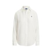 Linnen overhemd met iconisch logo Polo Ralph Lauren , White , Dames