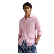 Custom Fit Linnen Overhemd Polo Ralph Lauren , Pink , Heren