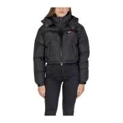 Zwarte Polyester Jas & Jas Collectie Tommy Jeans , Black , Dames