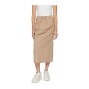 Stijlvolle Lange Katoenen Rok Street One , Beige , Dames