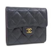 Pre-owned Leather wallets Chanel Vintage , Black , Dames