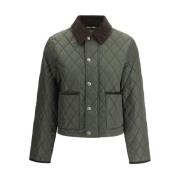 Gewatteerde jas met corduroy kraag Burberry , Green , Dames