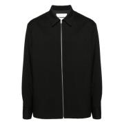 Zwarte Zip-Up Sweatshirt met Snap-details Jil Sander , Black , Heren