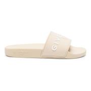 Beige Slide Sandalen met Handtekening Print Givenchy , Beige , Dames