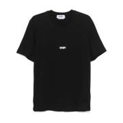 Zwarte Katoenen T-shirt met Logo Msgm , Black , Heren