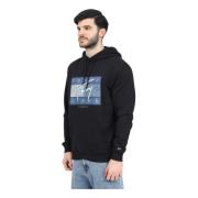 Zwarte hoodie grafisch logo streetwear stijl Tommy Jeans , Black , Her...