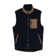 Blauwe Gebreide Gilet met Rits MC2 Saint Barth , Blue , Heren