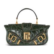 Blaze clutch in krokodillenprint leer Balmain , Green , Dames