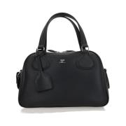 Zwarte leren handtas met metalen logo Courrèges , Black , Dames