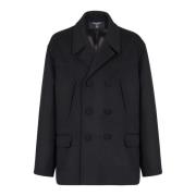 Wol en Kasjmier Peacoat Balmain , Black , Heren