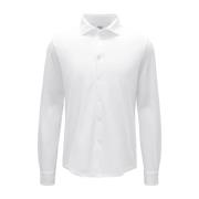 Witte Steve Piqué Shirt Zacht Katoen Fedeli , White , Heren