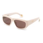 Beige Rechthoekig Frame Zonnebril Jacquemus , Beige , Dames