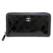 Pre-owned Leather wallets Chanel Vintage , Black , Dames