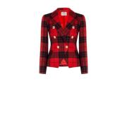 Korte geruite blazer met gouden knopen Rinascimento , Red , Dames