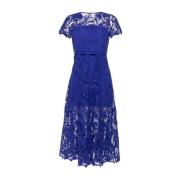 Blauwe Bloemen Kant Midi Jurk Self Portrait , Blue , Dames