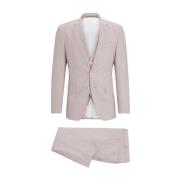 Slim Fit Driedelig Wollen Pak Hugo Boss , Pink , Heren