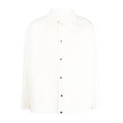 Katoenen Logo Shirt Jas Wit Knopen Jil Sander , White , Heren