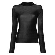 Zwarte Zijden Mock Neck Sweater Saint Laurent , Black , Dames