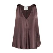 Mouwloze zijden top Forte Forte , Brown , Dames