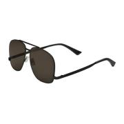 Zwarte Metalen Aviator Zonnebril Saint Laurent , Black , Dames