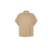 Casual Boxy Fit Katoenen Shirt Forte Forte , Beige , Dames