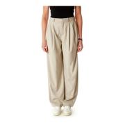 Hoge Taille Plooi Broek Drykorn , Beige , Dames