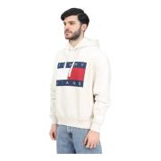 Crème Hoodie Mélange Casual Look Tommy Jeans , Beige , Heren