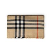 Geruit Patroon Wollen Sjaal Beige Burberry , Beige , Dames