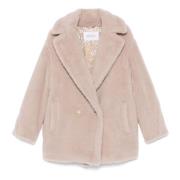 Beige korte jas met gekruiste knoopsgat Max Mara , Beige , Dames