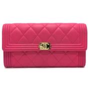 Pre-owned Leather wallets Chanel Vintage , Pink , Dames