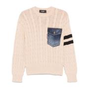 Zakdetail Jersey Longsleeve Top Dsquared2 , Beige , Heren