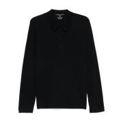 Blauw poloshirt met lange mouwen Majestic Filatures , Black , Heren