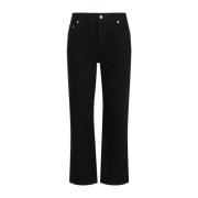 Cropped Flare Denim Broek Tory Burch , Black , Dames