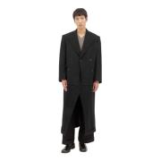 Wolblend Paneel Getailleerde Jas Junya Watanabe , Black , Heren