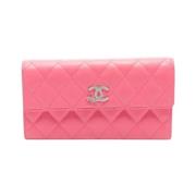 Pre-owned Leather wallets Chanel Vintage , Pink , Dames