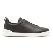 Leren Triple Stitch Sneakers Ermenegildo Zegna , Brown , Heren