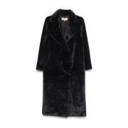 Lange Faux Fur Double-Breasted Jas Michael Kors , Black , Dames