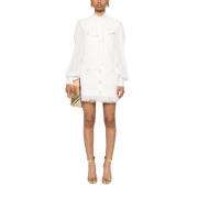 Korte jurk met verenrand Balmain , White , Dames